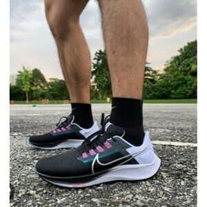 13 MEN'S NIKE AIR ZOOM PEGASUS 38 BLACK SILVER RUNNING SNEAKERS CW7356-003